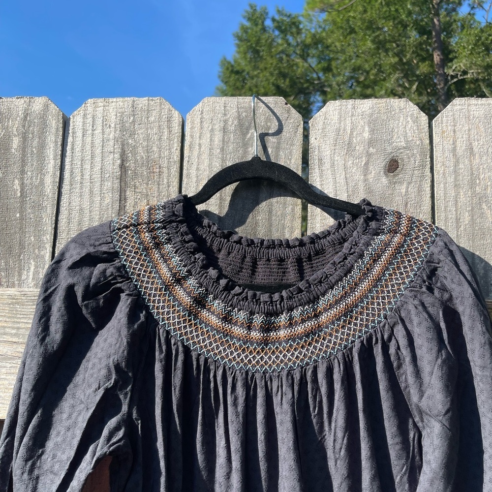 Universal Thread Black Maxi Embroidered Dress Size XS - Picture 6 of 12